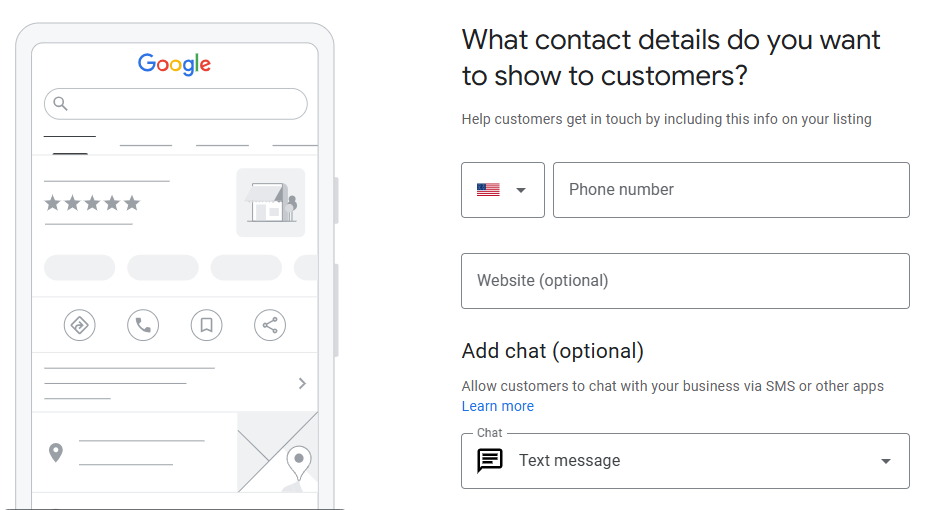 Add Contact Details in gmb